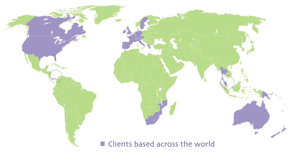 World map showing Fintec’s international client footprint
